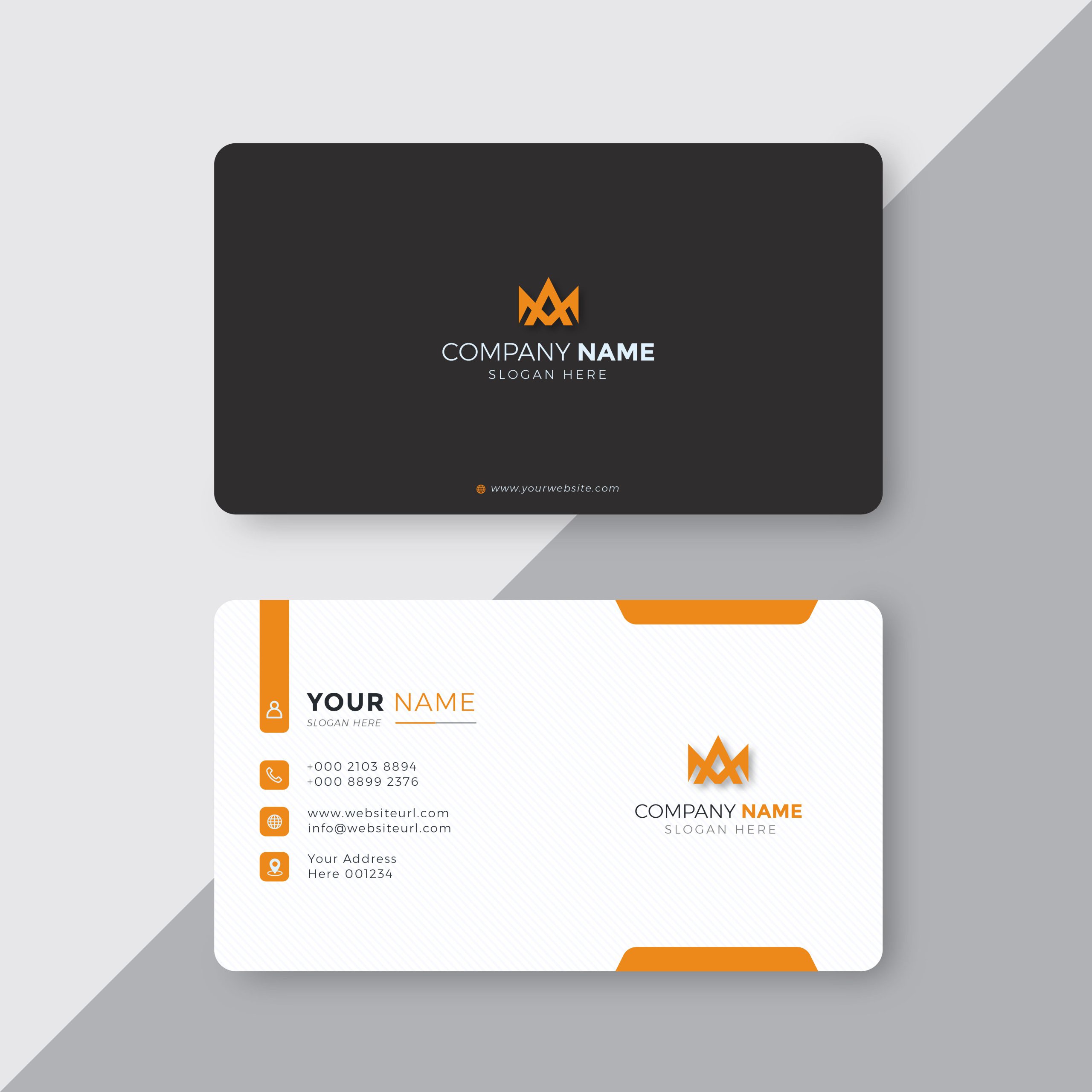 وکتور لایه باز کارت ویزیت Orange Business Card Design