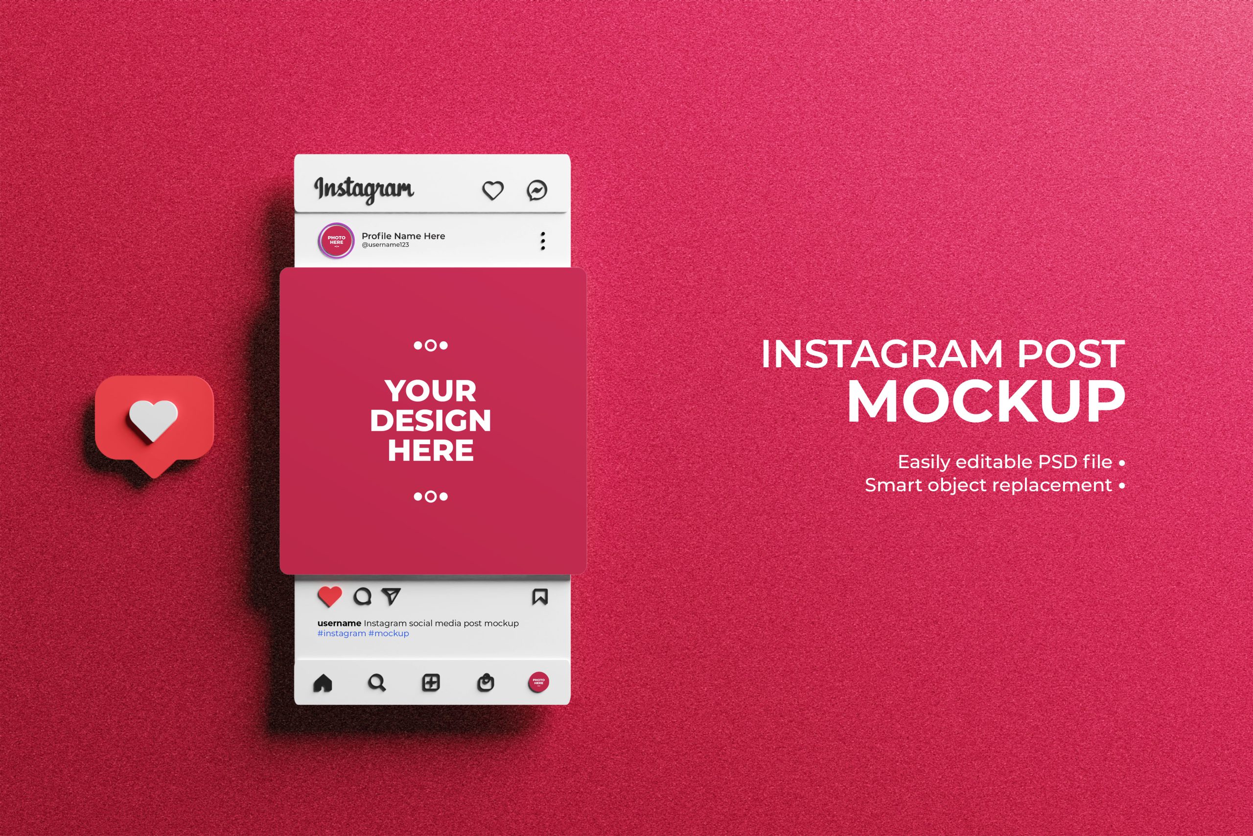 موکاپ پست اینستاگرام 3d Instagram Interface