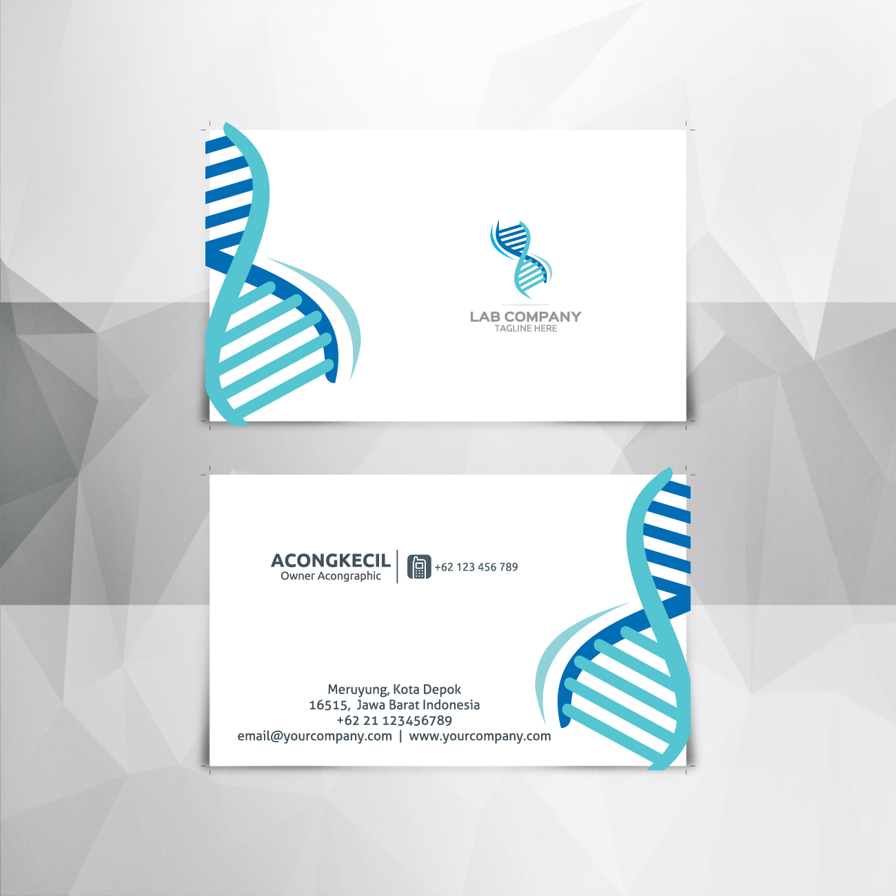 وکتور لایه باز کارت Blue And White Dna Business Card