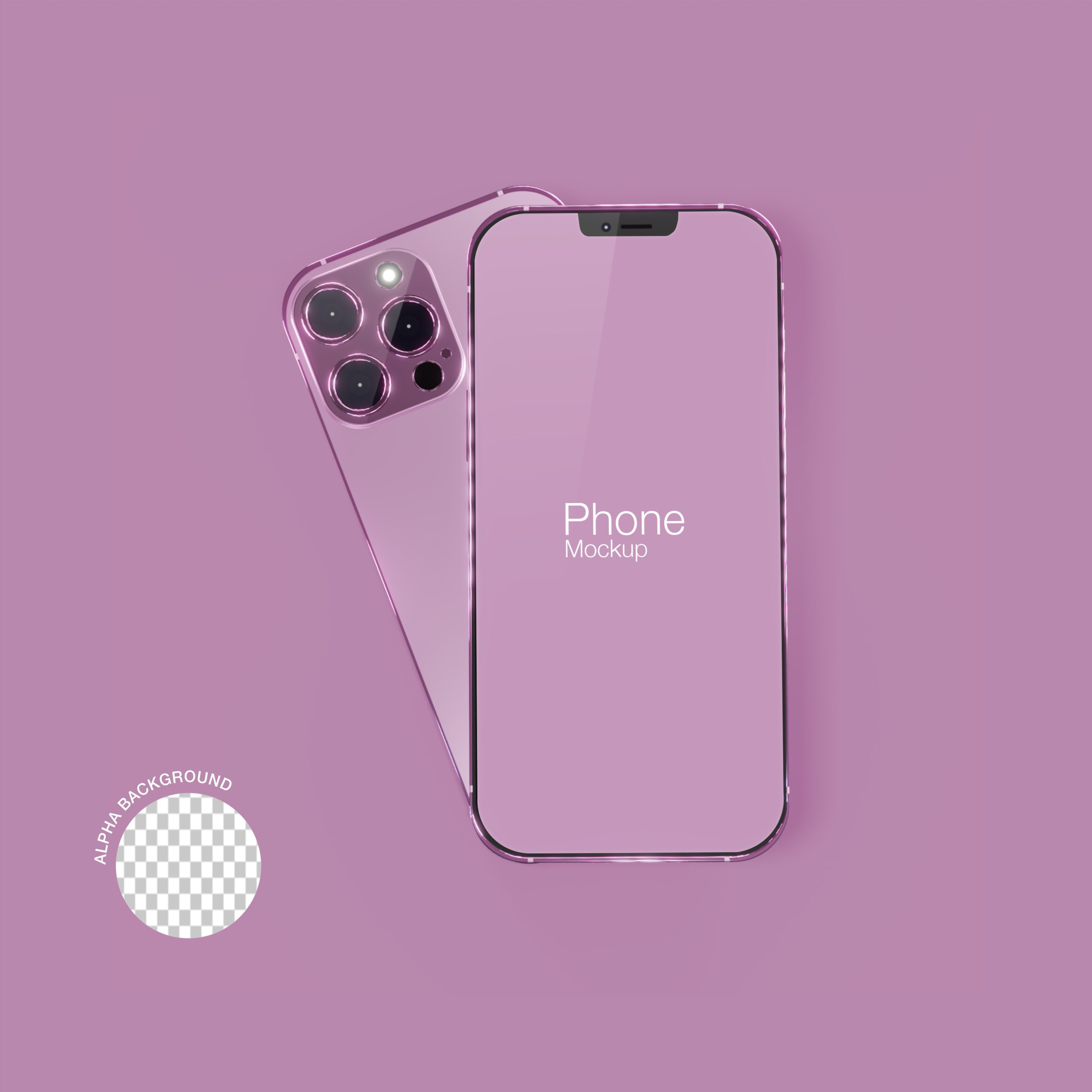 موکاپ آیفون Pink Realistic Smartphone