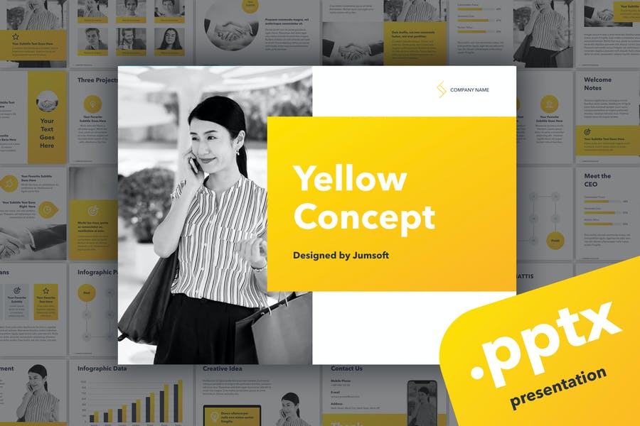 قالب پاورپوینت با تم زرد Yellow Concept