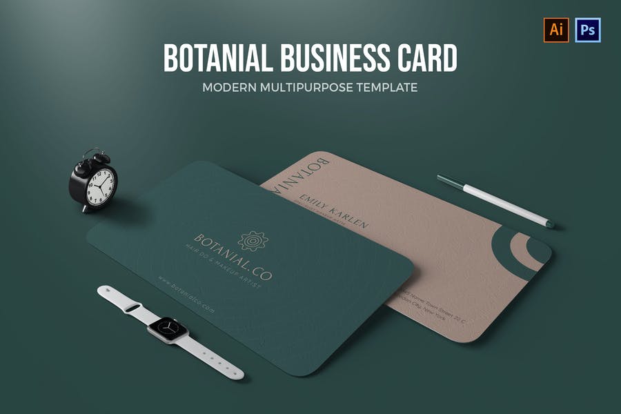 فایل لایه باز کارت ویزیت Botanial Business Card