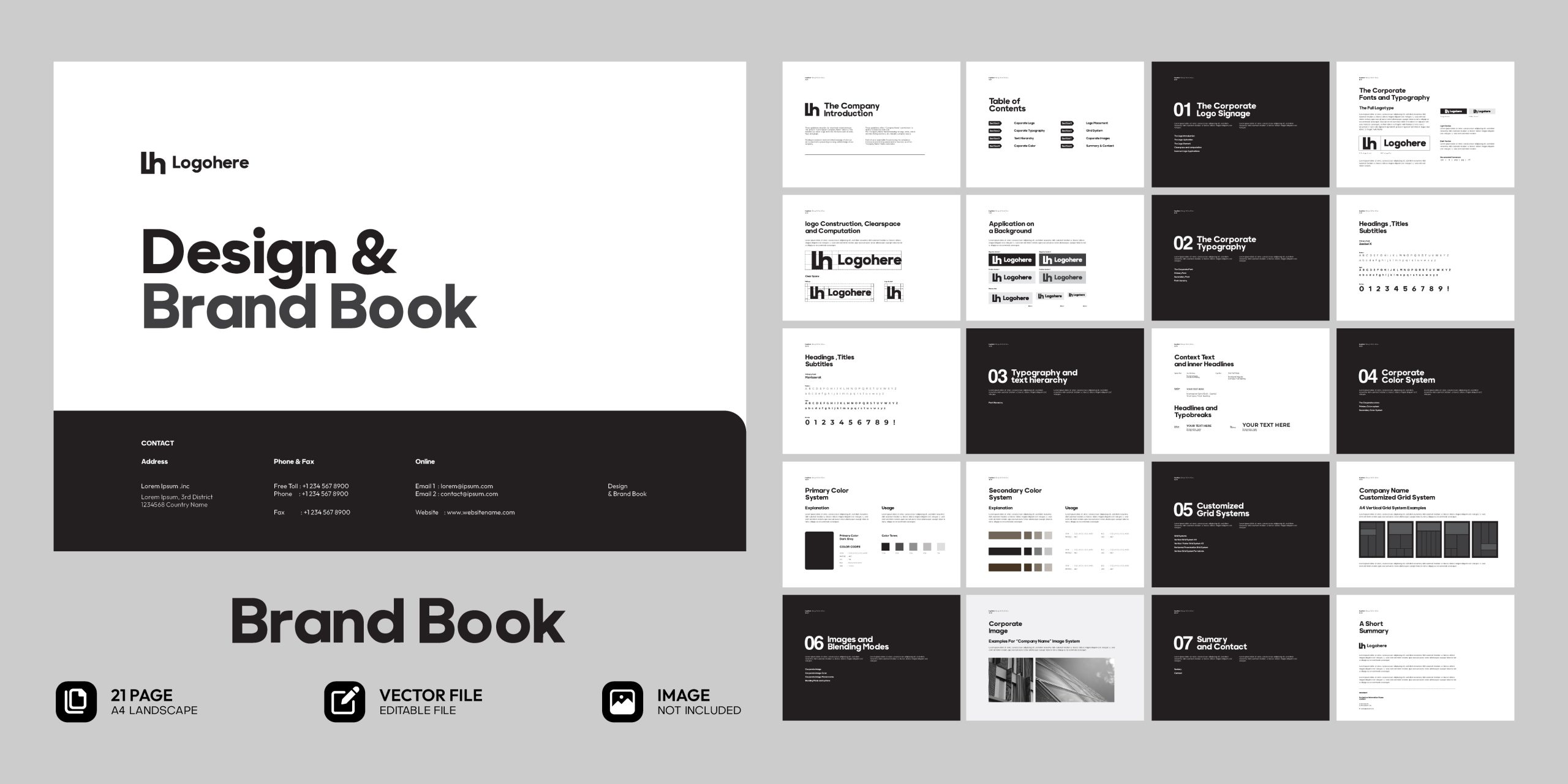 دانلود وکتور لایه باز بروشور شرکت Simple Brand Book Layout - آیدبکس